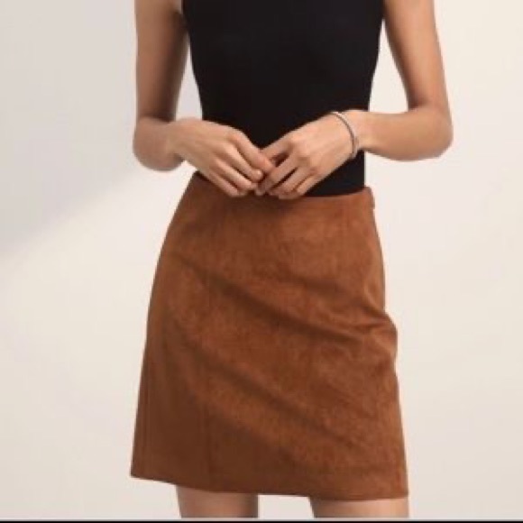 Babaton Suede Skirt 4 - Picture 1 of 4